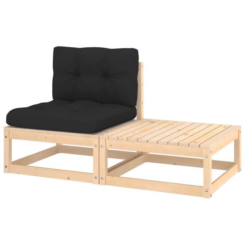 vidaXL Set mobilier de gradina cu perne, 2 piese, lemn masiv de pin